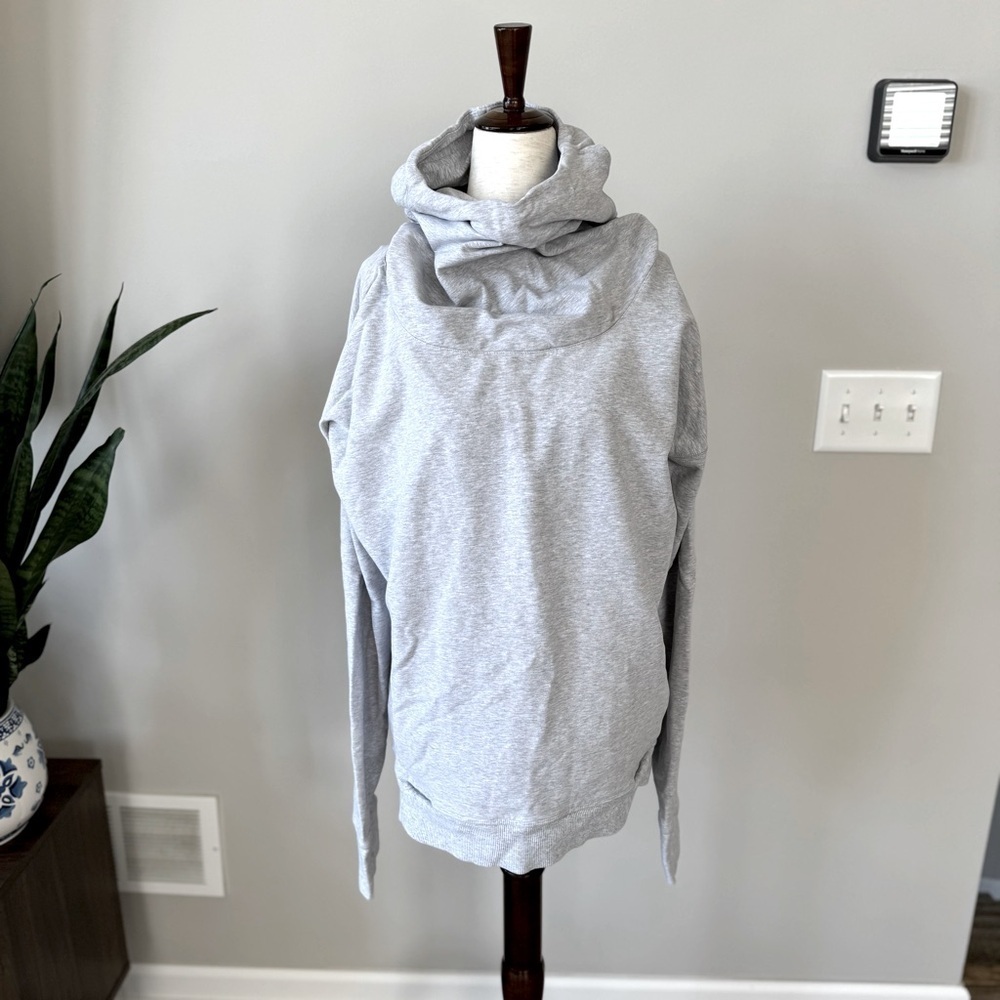 Lululemon Super Long Funnel Neck Hoodie Terry Cloth Tunic - Light Gray